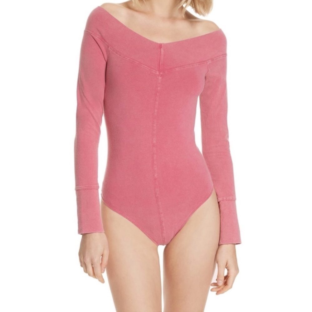Free People Pink Off-Shoulder Bodysuit